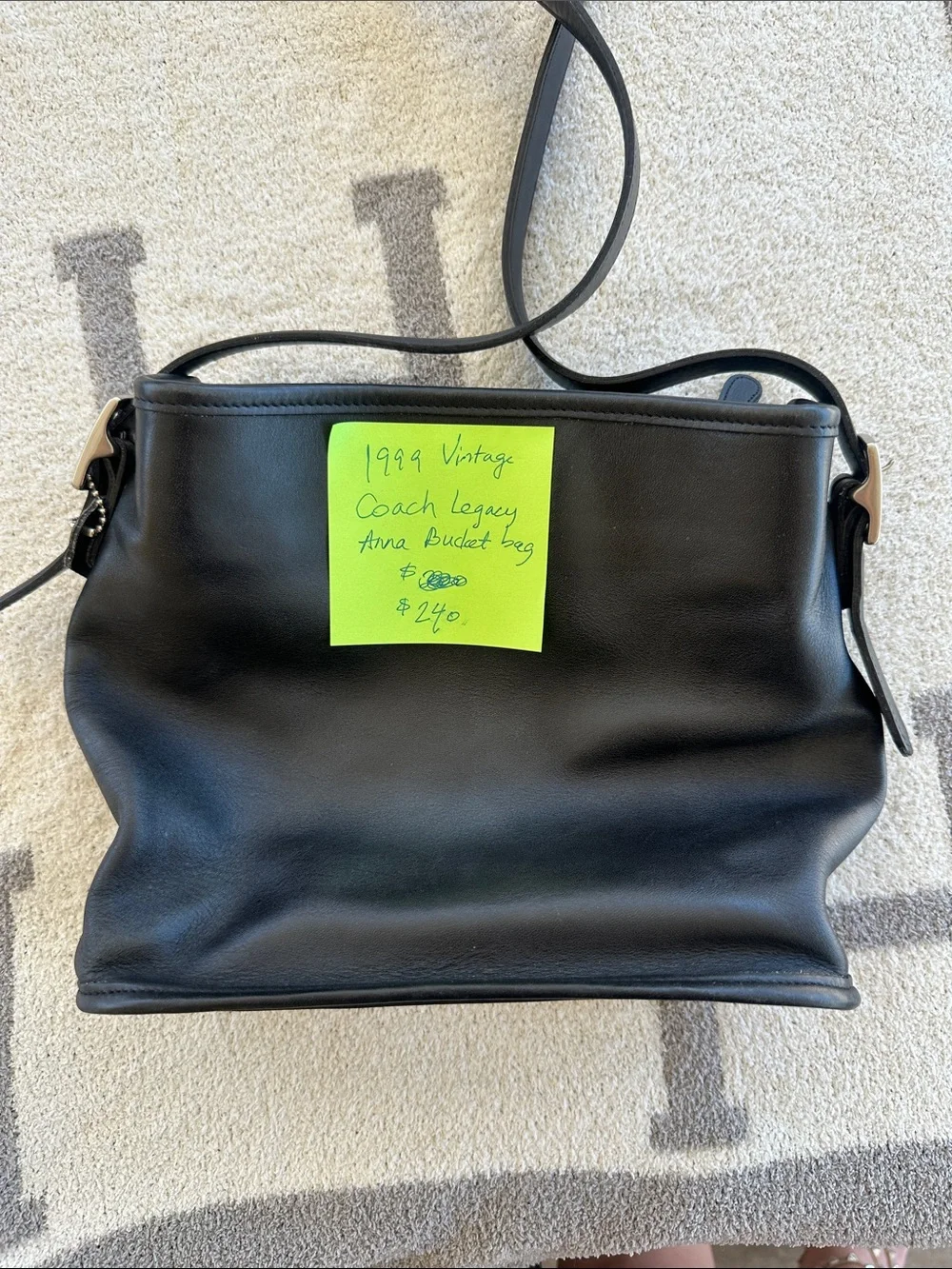 Coach Black Leather Shoulder Bag with Silver Hardware